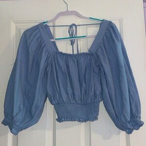 Forever 21 Blue Top w/Puffy Sleeves